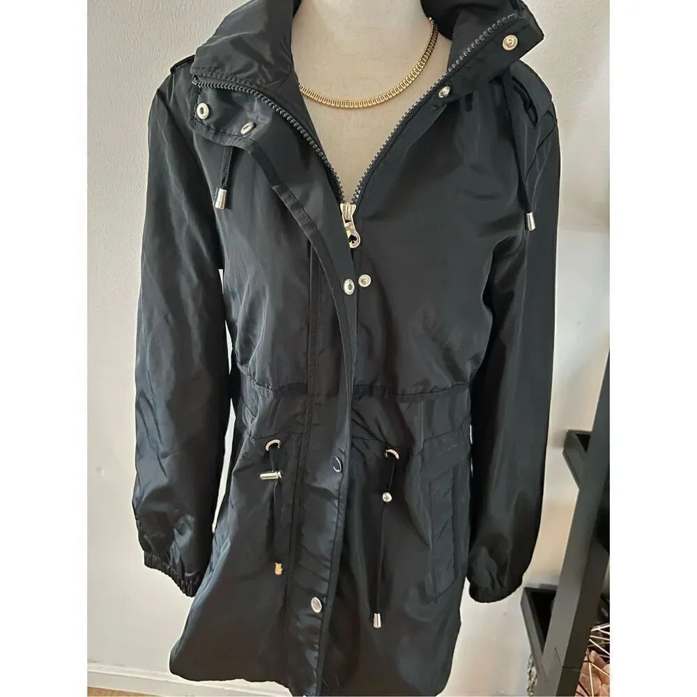 Kate spade black raincoat size xs with a hoodie